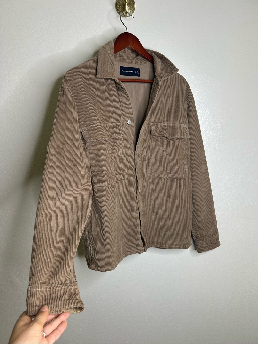 Abercrombie & Fitch 100% Cotton Corduroy Oversized Button Down Shirt Jacket